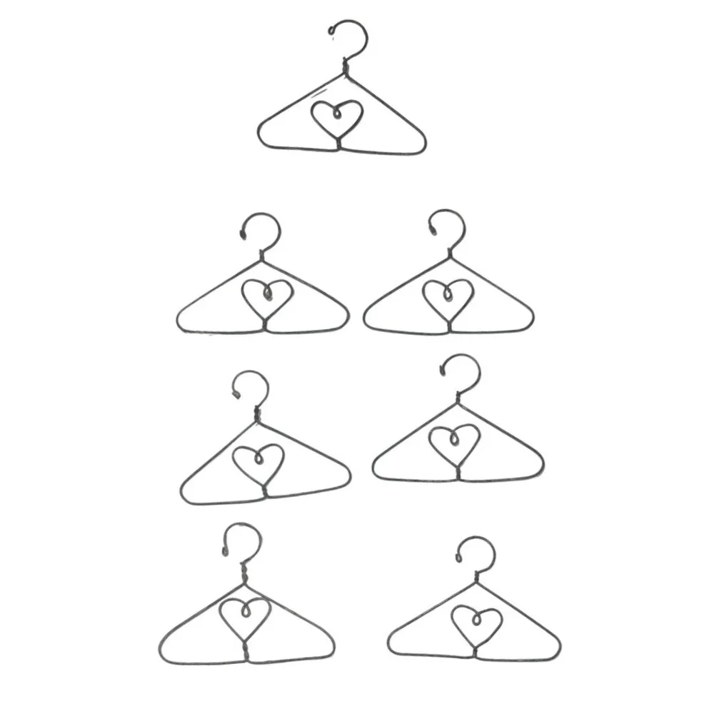 Lot‎ of 7 mini Wire Hangers with Heart twist crafts dollhouse dolls etc